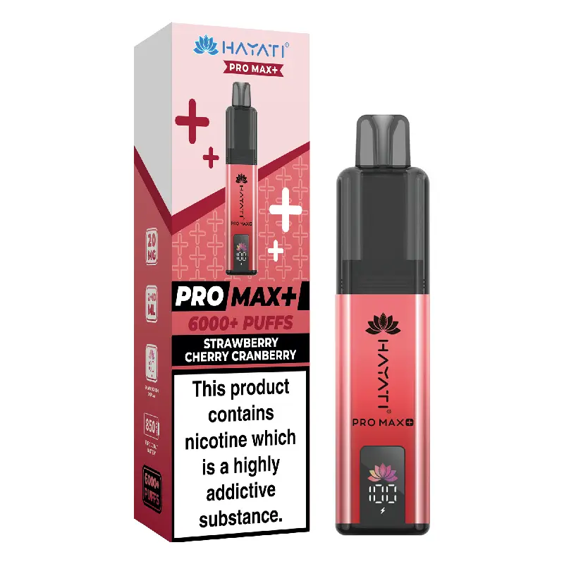 Strawberry Cherry Cranberry Hayati Crystal Pro Max Plus Disposable Vape  20mg