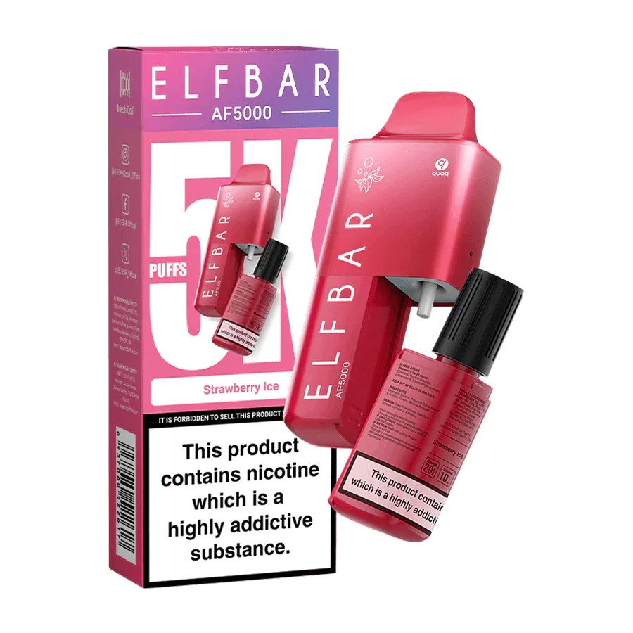 Strawberry Ice Elf Bar AF5000 Disposable Pod Kit 