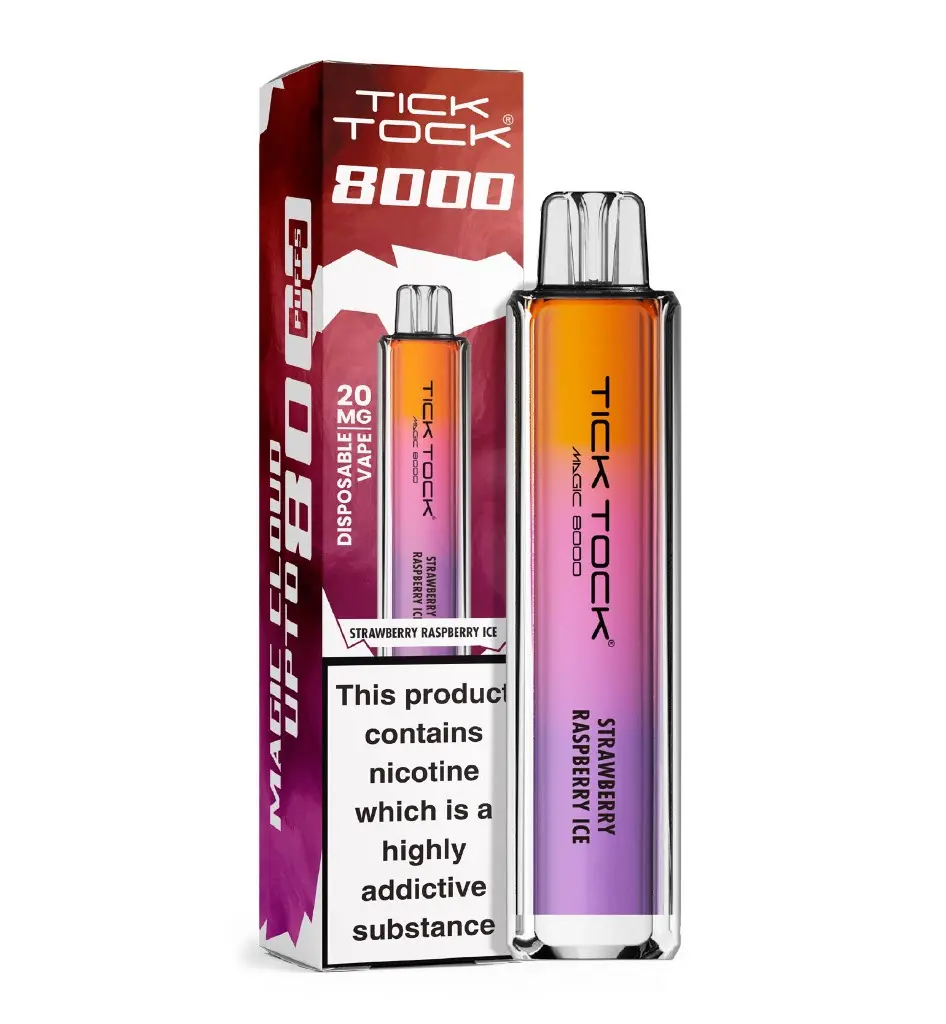 Strawberry Raspberry Ice Tick Tock Magic 8000 Disposable Vape 20mg